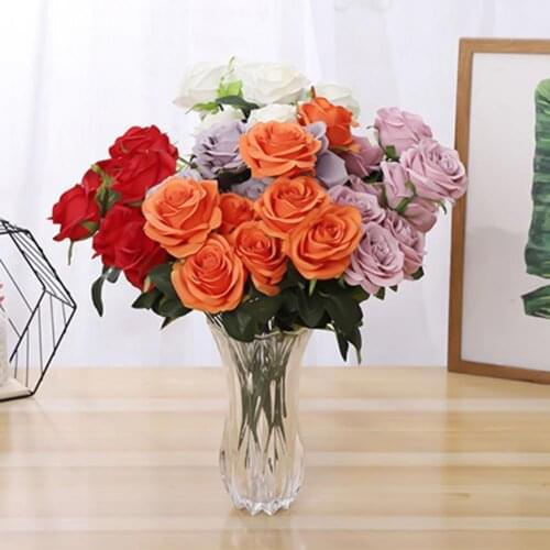 Simulation Flower Realistic Looking Eye-catching Faux Silk Flower 10 Heads Artificial Rose Flower for Home