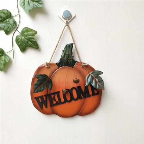 Creative Pumpkin Pendant Pastoral Style WELCOME Pattern Thanksgiving Wall Decoration