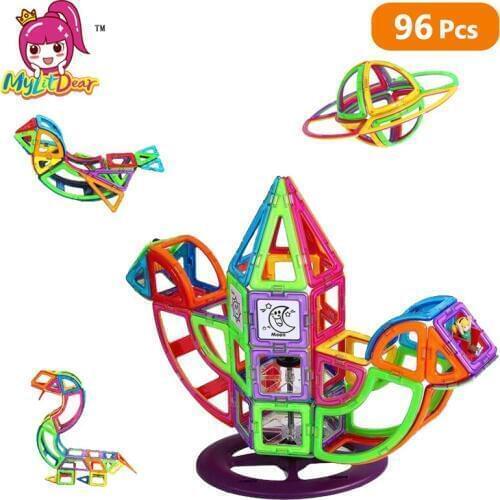 Mylitdear Magnetic Designer 96Pcs Normal Magnet Building Tiles Kits Construction Blocks Set Educational Toys Perfect for Kids