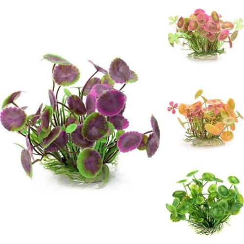 Simulation Artificial Water Grass Lotus Leaves Fish Tortoise Tank Aquarium Plant Decor Landscaping Fake Aquatical Decorative