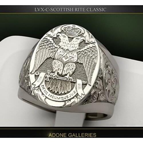 Vintage Double Headed Eagle Masonic Pattern Mens Ring Gothic Steampunk Hip Hop Carved Animal Pattern Party Club Gift