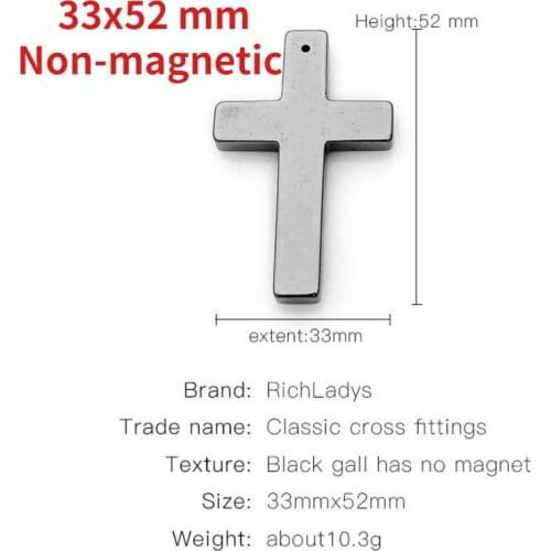 Natural Hematite 33x52mm Loose Black Cross Charms Luck Blessing Change Destiny for Jewelry Making DIY Bracelet Necklace Earring