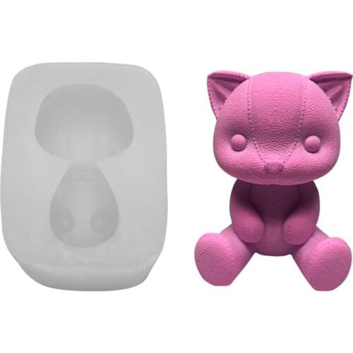 New 3D kitten Cat silicone Mold DIY Epoxy Chocolate Fondant Cake Leather Cat Plaster Candle Mold