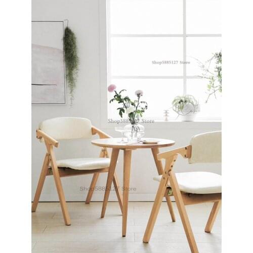 Solid Wood Dining Chair Household Folding Simple Armrest Desk Chair Portable Chair Backrest Office Chair Wooden Stool Folding Ch