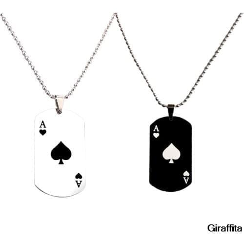 Couple Necklace Spades Lucky Ace Stainless Steel Mens And Womens Necklace Poker Pendant Necklace Casino Wealth Playing Cards