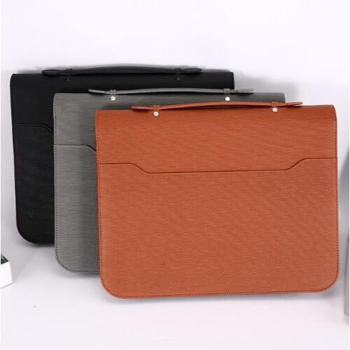 A4 File Folder Notebook Briefcase with Calculator Padfolio PU Leather Binder Manager Document Organizer Classeuer Hand Clip File