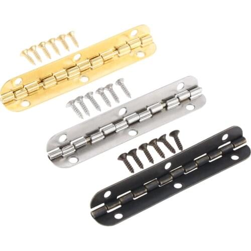 4pcs Hinges + 24 screw Rounded Long 6 Holes Silver/Antique bronze/Gold 65*15mm Retro Decor Chest Wood Jewelry Box 90/180 Degree