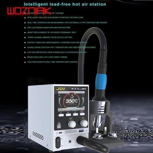 JDI 863 1600W Hot Air Gun LCD Large screen digital display intelligent Lead Free Air Gun Stand for Phone PCB IC SMD Welding Setc