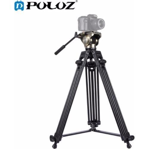 PULUZ Heavy Duty Video Camcorder Aluminum Alloy Tripod with Fluid Drag tripod Head for Canon Sony Nikon DSLR SLR Camera