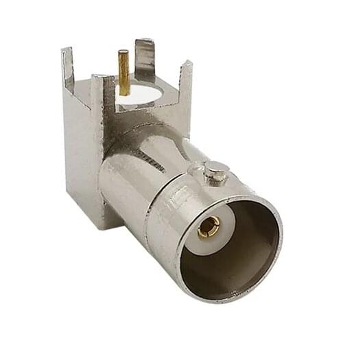 BNC Jack Socket 90 Degree PCB Mount BNC Female Chassis PCB Mount Right Angle RF Coaxial Adapter with 4 Pin Solder Connector
