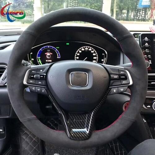 DIY Anti-Slip Black Suede Car Steering Wheel Cover For Honda Accord 10th 2018 2019 Insight 2019 Car Interior Decoration