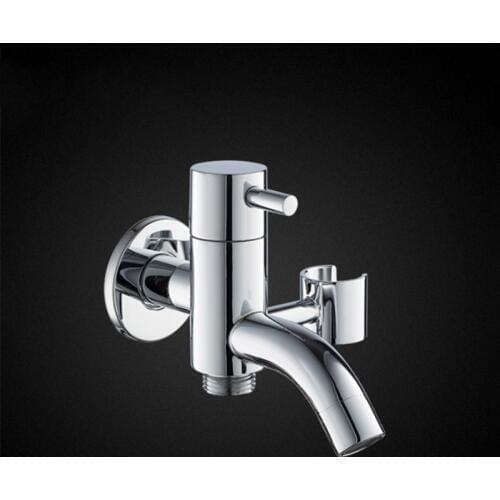 Bathroom Faucet Accessories Shower Spout Solid Brass Chrome Bath Tap Water Filler With Shower Bracket Bibcock