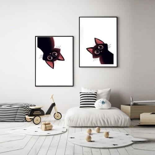 Modern Cartoon Cute Cat Wall Art Canvas Painting Nordic Posters and Prints Wall Pictures for Living Kids Bedroom Decoration