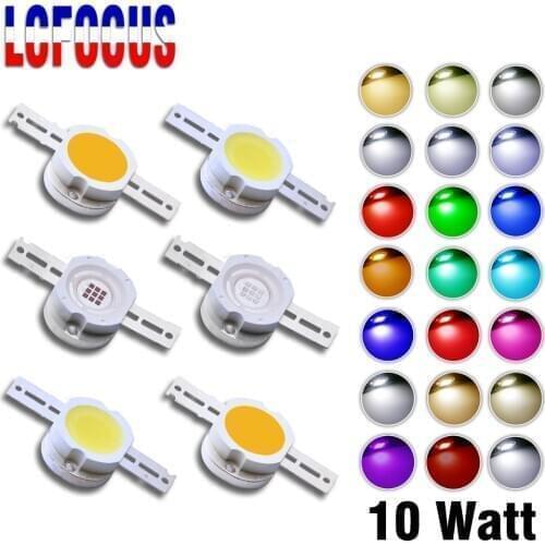 High Power LED COB Chip 10W RGB Red Green Blue Natural Cool Warm White Yellow UV 740nm IR 395nm For 10 W Watt Light Beads