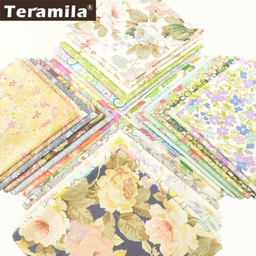 Teramila 32x32cm Flowers Design Serial 100% Cotton Fabric Telas Patchwork Algodon Tissu Handmade DIY Quilts Home Sewing Cloth