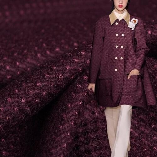 Wine Red Tweed Wool Garment Material Autumn Women Coat Dress Sewing Cloth Tailor DIY Fabrics Textile