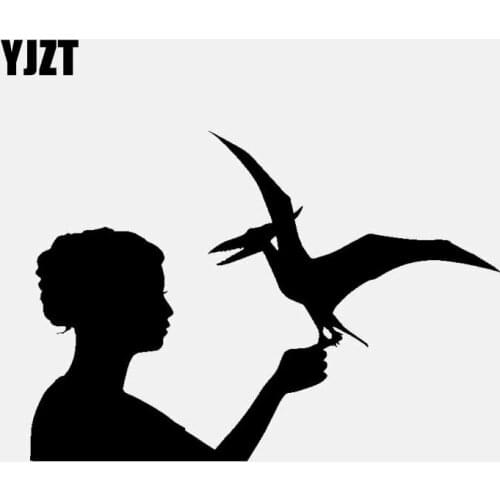 YJZT 18.5CM*13.1CM Pterodactyl On Ladys Finger Car Sticker Vinyl Decal Black/Silver C3-1939