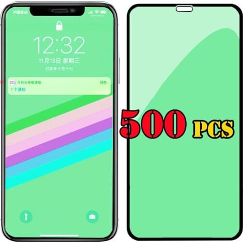 500pcs Green Light Protect Eyes Tempered Glass 9H Screen Protector Cover For iPhone 13 Pro Max 12 Mini 11 XS XR X 8 7 6 Plus SE