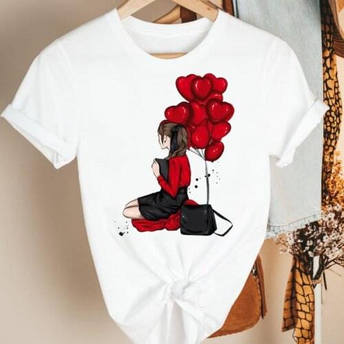 Women Clothes Cartoon Balloon Lovely Cute 90s Travel Summer Print Fashion Tshirt Female Short Sleeve Tee Top Graphic T-shirt