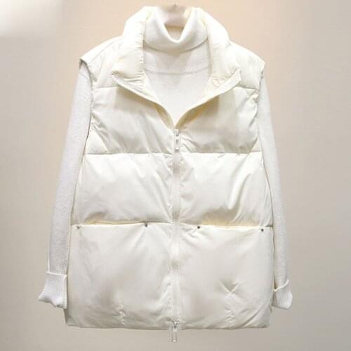 90% White Duck Down Vest Women 2021 Winter Loose Waistcoat All-Match Stand Collar Sleeveless Female Winter Waistcoat