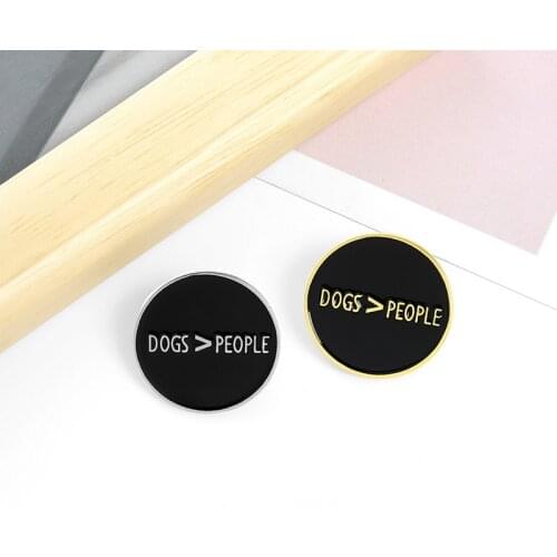 Dog and Man Enamel Pins Custom Flag SLOGan Badge shirt Lapel Pin Round Pouch Punk Brooch Jewelry Gift for Kids Friends Wholesale