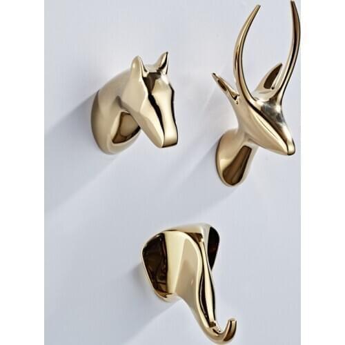 Robe Hooks Golden Metal Towel Hanger Hooks For Clothes Coat Hat Bag Hooks Wall Mount Bathroom Accessories Door Towel Hook Holder