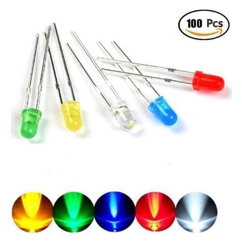 100PCS 5MM LED diode light diy kit led light-emitting led set assorted kit Red Yellow Green Blue White kit electronique