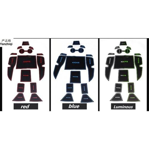 14pcs/ lot Anti Slip Door Groove Mat Gate Slot Pad Non-slip Cup Mats Stickers Car-styling Accessories For Nissan Kicks 2017 2018