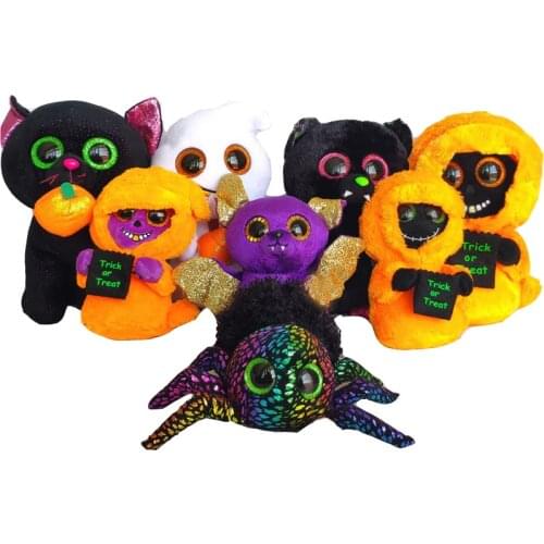 15CM Ty Beanie Halloween Big Eyes Bat Mummy Ghost Spider Cat Cute Slick Soft Stuffed Plush Animal Doll Kids Toys Halloween Gift
