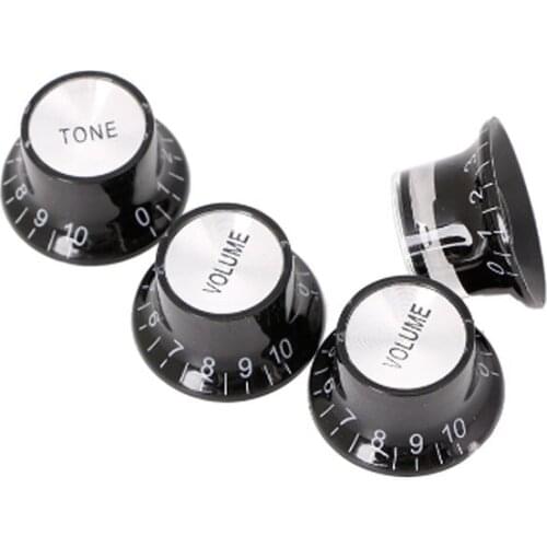 2 Tone 2 Volume Knobs Buttons Guitar Control Silver Hat Bell Top Potentiometer For LP SG