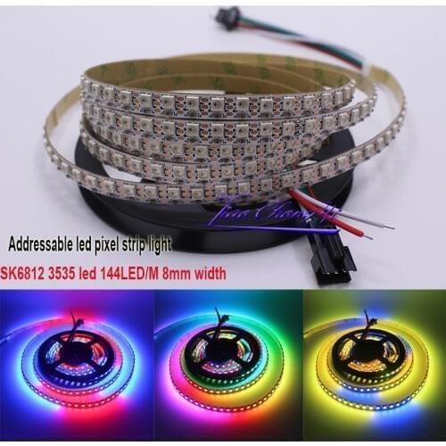 2021New 1M SK6812 MINI 3535 144led/m DC5V addressable RGB LED pixel strip 8mm Width PC
