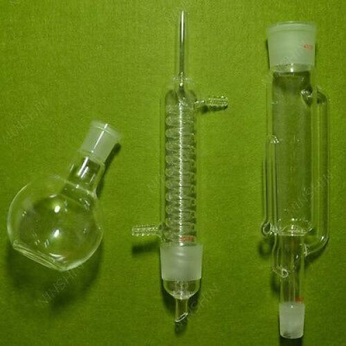 250ml,Glass Soxhlet Extraction Body & Coil Condenser,One Flat Bottom Flask