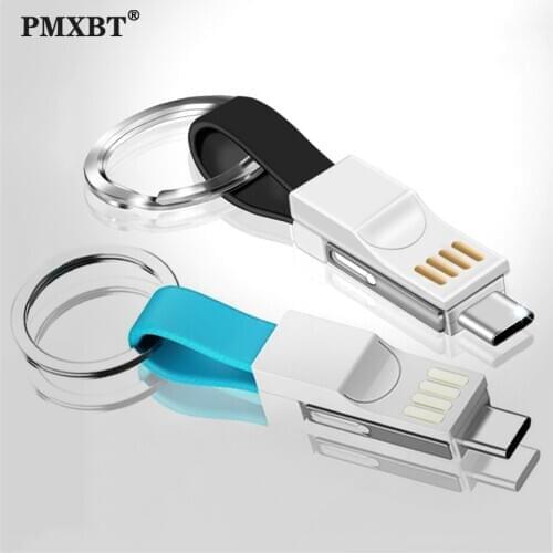 3 in 1 Magnetic USB Cable Micro USB Type C 2A Fast Charging For Samsung Huawei Xiaomi MI9 Smart Phone Mini Keychain Charger Cord