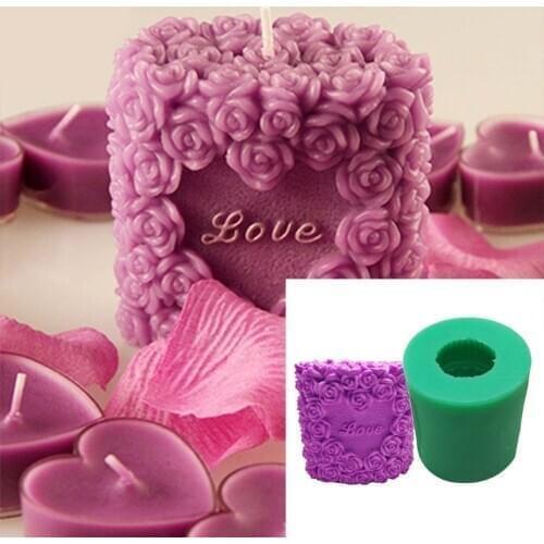 3D Rose Lovely Candle Mold Wedding Silicone Candle Mould Decorating Silicone Mol H55A