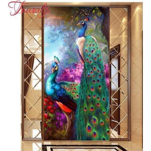 5D DIY Diamond embroidery colorful peacocks love full mosaic kit square&round rhinestone Animals Diamond painting cross stich