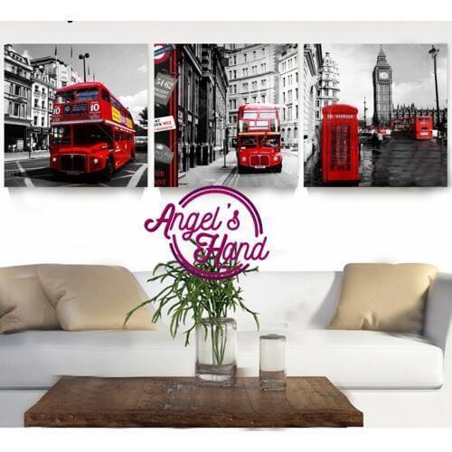 DIY Diamond Painting Red London Bus Decorative Picture of Rhinestone Mosaic Cross Stitch Diamond Pattern 5D Diamond Embroidery