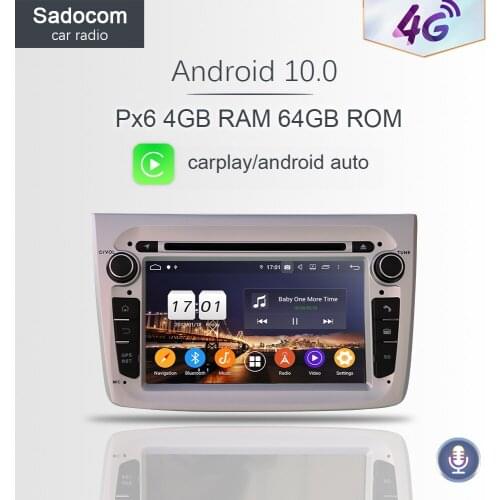 PX6 1 din IPS Android 10.0 8 Core Bluetooth 5.0 4GB RAM+64GB ROM Car DVD player for Alfa Romeo Mito 2008- car radio Glonass