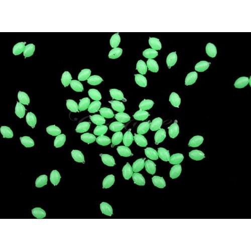4 Sizes Green 100Pcs Oval Hard Luminous Fishing Beads Sea Fishing Lure Floating Float Tackles