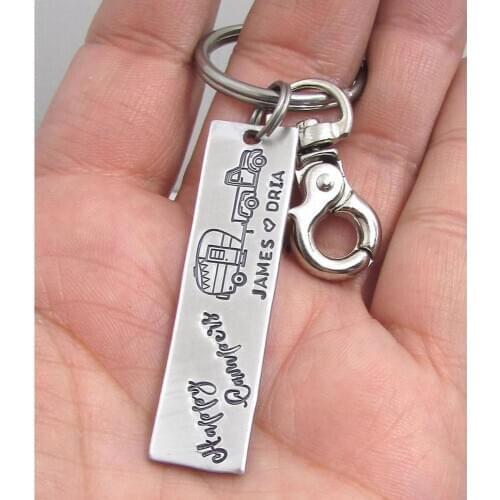 Custom Name Camping Key Chains, Camp Keychain, Camper Key Chain, Camping Key Ring,Gift For Campers,Personality Cute Camping Gift