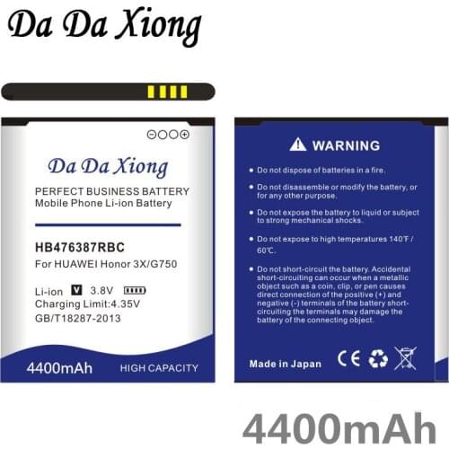 DaDaXiong 4400mAh HB476387RBC Battery for Huawei honor 3X G750 B199 G750-T00 G750-C00