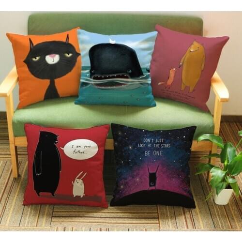 Life Encourage Motto Animal Print Decorative Pillows Gifts Home Decoration Back Cushion For Sofa Car Seat Throw Pillows 45x45cm