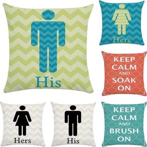 Hot Sale Pillow Letter Keep Calm and Brush On WC Sign 45X45CM Pillow Decorative Polyester Cushion Cover CR116