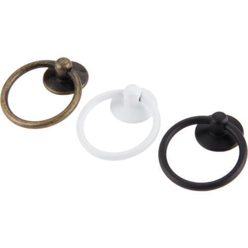 Zinc Alloy Furniture Door Ring Pull Handle Knob Cabinet Dresser Drawer Pull Handle Antique Bronze/Black/White Jewelry Box Knob