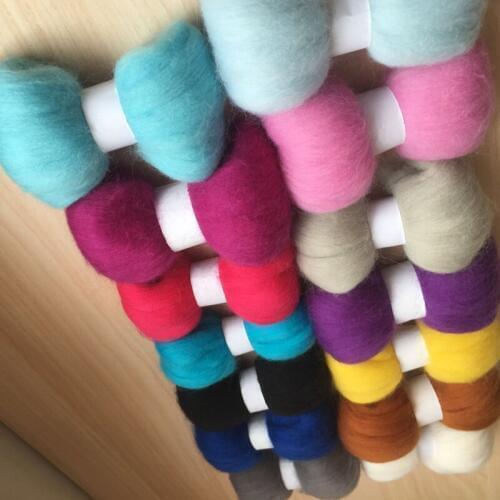 Needle felting poke fun DIY roving felt 100% merino wool fiber mix color 10g/14pcs/lot