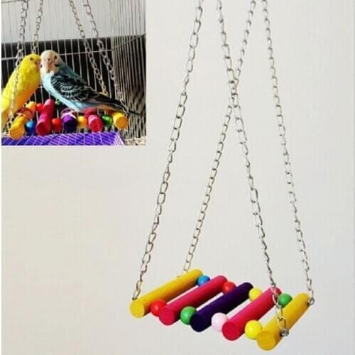 Bird Toy Natural Wooden Parrots Swing Toy Parakeet Budgie Cage Hammock Swing Toys Hanging Cockatiel Accessories Pet Supplies