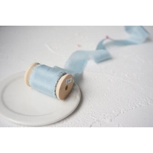 Ins style 25mm 50mm 5mts/roll handmade 100% Pure Silk Frayed Edge Ribbon for wedding packaging pure silk ribbon