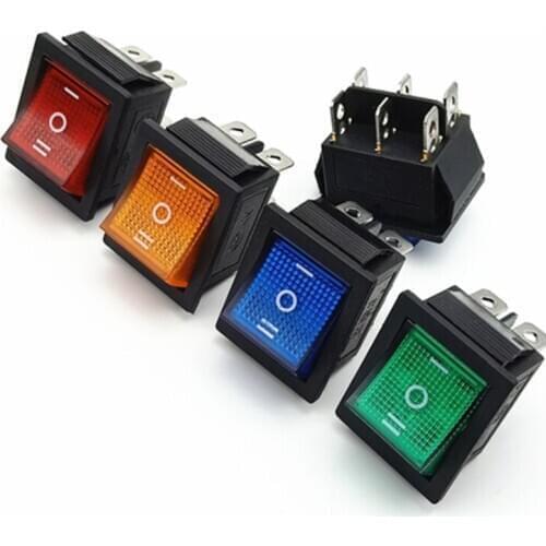 KCD4 1PCS Rocker Switch Power Switch ON-OFF-ON 3 Position 6 Electrical equipment With Light Switch 16A 250VAC/ 20A 125VA