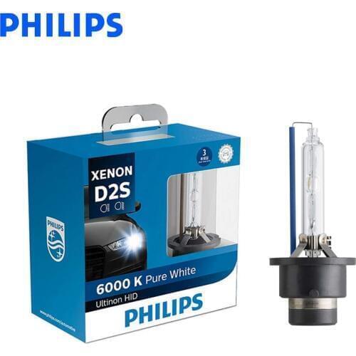 Philips D2S 85122WX 35W Xenon Ultinon HID 6000K Cool Blue White Light Auto Upgrade Headlight Bulb Flash Quick Start, Pair