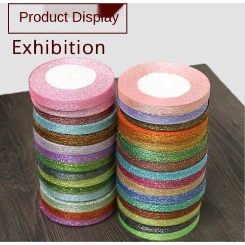 10mm 25yard/roll Metallic Glitter Ribbon Colorful Gift Candy Package Ribbons For Wedding Flowers Baking DIY Organza Onion Ribbon
