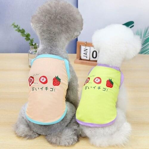Cute Cat Dog Clothes Strawberry Pattern Sleeveless Vest Tshirt Shirt Summer Pet Clothes Outfit Yorkie Vest Clothes For Small Dog